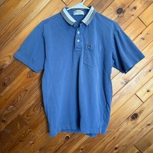 Vintage Burberry Men's Blue Polo Shirt Size Medium